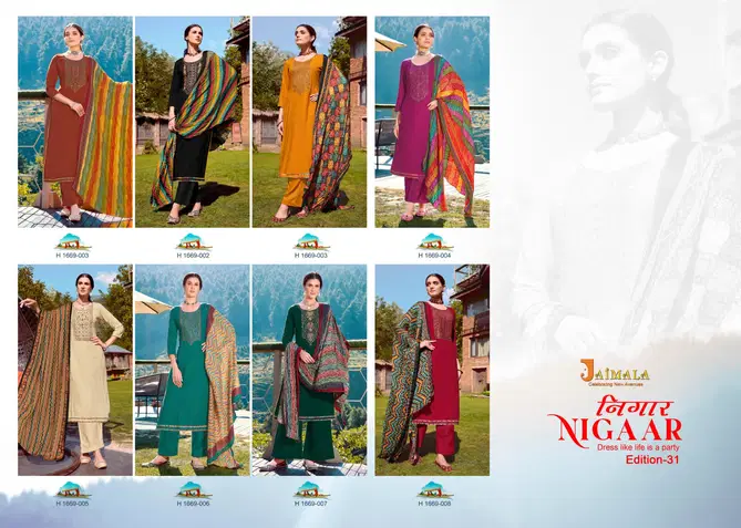 Nigaar 31 By Alok Suit Rayon Slub Embroidery Dress Material Wholesale Shop In Surat